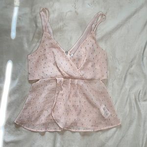Express | Pink Metallic Dot Twist Front Cami | Size S